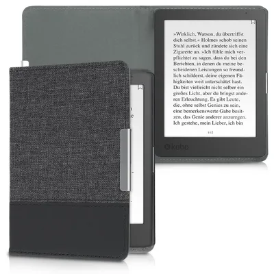 Produktbild von kwmobile Hülle kompatibel mit Kobo Aura Edition 1 - Canvas eReader Schutzhülle Cover Case - Anthrazit Schwarz