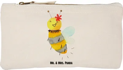 Produktbild von Mr. & Mrs. Panda Federtasche Biene Blume Größe S Klein - Weiß - Geschenk, aufbewahrungsbeutel, Kulturtasche, Pouch, Etui, Schminktasche, Waschtasche