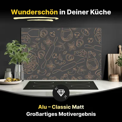 Produktbild von Spritzschutz Küchenrückwand aus Aluminiumverbund in Matt 125x50 cm - Backen & Kochen