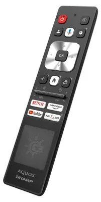Zdjęcie produktu dla Sharp Sunremo AN2303-2024-GTV-S – uniwersalny pilot na energię słoneczną do telewizorów Smart TV
