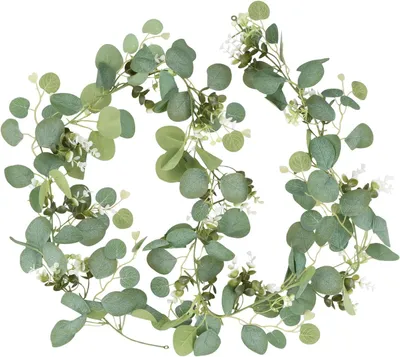 Image de Guirlande artificielle de lierre avec eucalyptus et feuilles de saule vertes, 180 cm, décoration pour intérieur