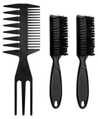 Image de Brosse à barbe - Peigne à cheveux - Noir - Set de 2 brosses et 1 peigne