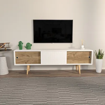 Immagine prodotto di Skye Decor, Ecrin - Bianco, Noce, Mobile TV, Bianco, 100% PANNELLI DI PARTICELLE RIVESTITI IN MELAMMINA, 160 x 34,5 x 45 cm