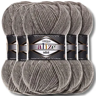 Produktbild von Alize 5x 100g Superlana Midi Wolle, Uni, Häkeln, Stricken (283)