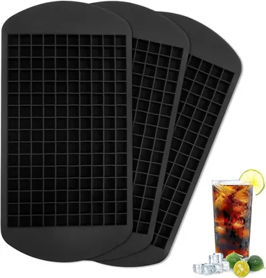 Immagine prodotto di Stampi per ghiaccio - Set da 3 - 160 piccoli cubetti di ghiaccio - 24 x 12 cm - Riutilizzabili - Stampi in silicone per ghiaccio, ideali per cocktail e whisky - Per la cucina