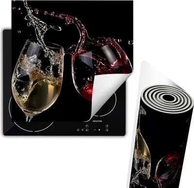Immagine prodotto di Piastra di copertura per fornelli 60x52 cm Copertura per piano cottura in Vetroceramica Tappetino antiscivolo Roll-up, vino nero
