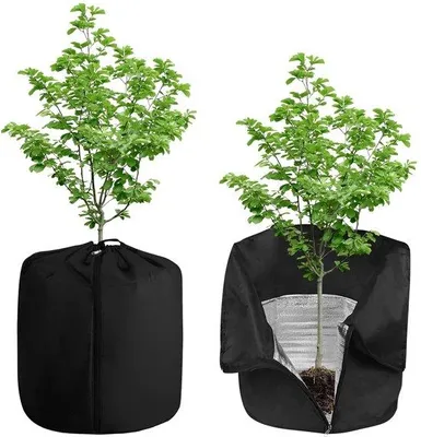 Obrázok produktu pre Ochranné vaky Unyqoos® na ochranu rastlín v kvetináčoch – 45 x 55 cm, opakovane použiteľné, s zipsom a sťahovacou šnúrou, ochrana pred mrazom, snehom a vetrom