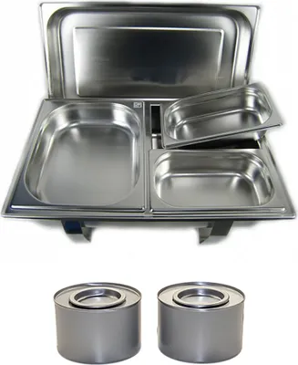 Produktbild von AcMax 12 tlg. SET Edelstahl Speisenwärmer Warmhaltebehälter Chafing Dish