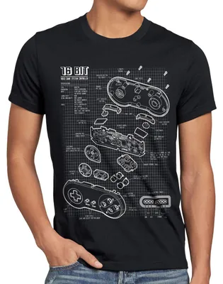 Produktbild von style3 SNES Controller Blaupause Herren T-Shirt 16-Bit Videospiel