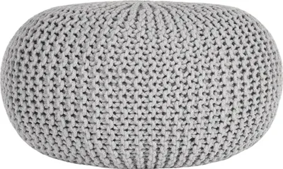 Produktbild von LABEL51 Pouf gestrickt – Hellgrau – Baumwolle – L