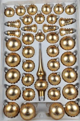 Produktbild von 39 tlg. Glas-Weihnachtskugeln Set in Classic Gold Silberne Ornamente