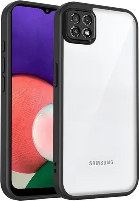 Produktbild von Hülle für Samsung Galaxy A22 5G Transparente Rückseite TPU Bumper Stoßfest Handyhülle Schwarz