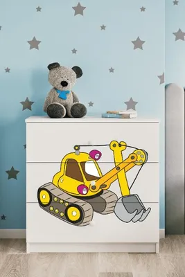 Produktbild von Kinderkommode mit Schubladen Excavator in der Farbe Weiß Babydreams
