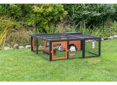 Produktbild von TRIXIE Freilaufgehege mit Abdeckung - schwarz/braun - 150 × 53 × 150 cm