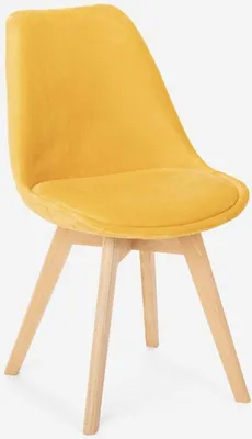 Image de Chaise design scandinave en velours bois avec coussin pour cuisine bars restaurant Dolphin Lux - Jaune