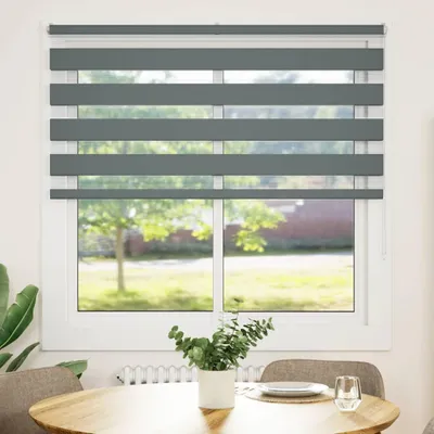 Produktbild von vidaXL Doppelrollo Dunkelgrau 145x100 cm Stoffbreite 140,9 cm Polyester