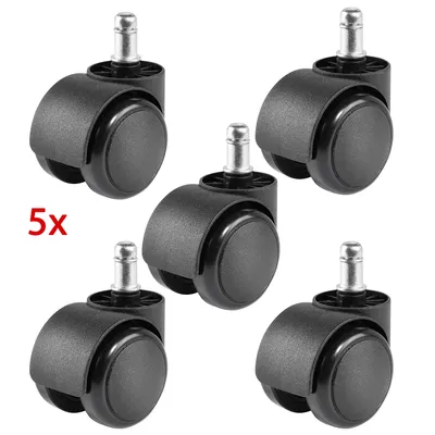 Produktbild von TPFLiving 5x Hartbodenrollen für Bürostühle mit Stiftdurchmesser 11mm | Rollendurchmesser 50mm | Stiftlänge 21mm | Drehstuhl Rollen | Castor Rollen mit eigebauter Bremse | Geeignet für hohe Belastungen