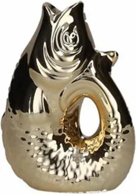 Image de Gift Company Vase Monsieur Carafon XS, vase décoratif en forme de poisson, faïence, or, 13 cm, 1087402021
