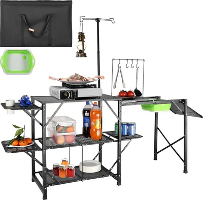 Image de VEVOR Cuisine de camping Boîte de cuisine Armoire de camping 40kg 87x53x17cm Pliable