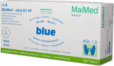 Produktbild von MaiMed Nitrilhandschuhe blau puderfrei 50 Stück Gr. XL