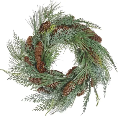 Produktbild von BELIANI Weihnachtskranz Grün ⌀ 34 cm Rund Künstlich mit Tannenzapfen Kranz für Weihnachten Weihnachtsdeko Adventskranz