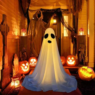 Produktbild von Halloween Geister Dekoration Geisterlichter mit LED Lichterkette Batteriebetrieben für Garten Spukhaus Party Deko, 85cm
