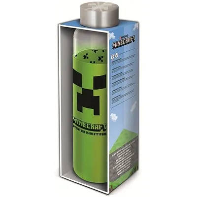 Obrázek produktu pro Skleněná láhev s návlekem - Minecraft 585 ml