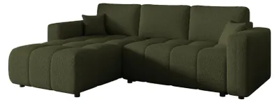 Produktbild von ZARA Ecksofa L-Form mit Schlaffunktion und Bettkasten, Boucle Olivgrün