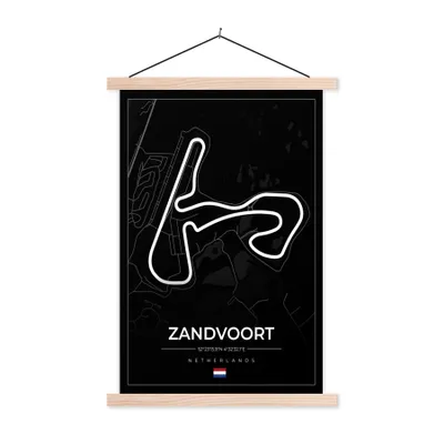 Produktbild von MuchoWow® Textilposter Formel 1 - Rundkurs Zandvoort - Rennstrecke - Niederlande - Schwarz 120x180 cm mit holzfarbenen Rahmen - Textil-Plakat