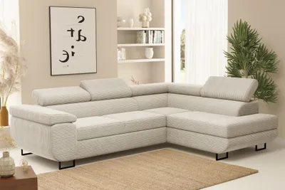 Produktbild von Ecksofa Sofa mit Schlaffunktion METZ Stoff Poso Beige Ottomane Rechts
