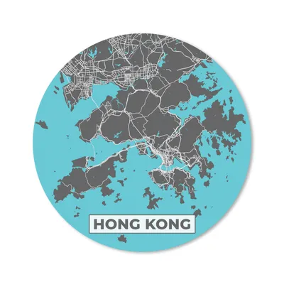 Produktbild von MuchoWow® Mauspad Mousepad Hongkong - Blau - Karte - Stadtplan 30x30 cm - Mousepads - Maus Mat - Pad - Mausunterlage - Tischunterlage - Schreibtischmatten
