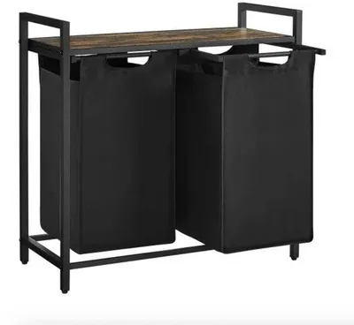 Zdjęcie produktu dla Torba wodoodporna z 2 przegrodami – torba wodoodporna z 2 wysuwanymi kieszeniami z tkaniny Oxford – metalowa rama – 2 x 46 l, 73 x 33 x 72 cm – czarna