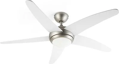 Image de Klarstein Bolero - Ventilateur de plafond 2 en 1 , diamètre de 134 cm, lampe avec puissance 55 W, pales en bois, télécommande, 50 dB, 3 vitesses: rapide, moyenne, lente - blanc