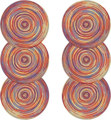Produktbild von Famanu Platzsets Set aus 6, rund, waschbar, strapazierfähig - Regenbogenrot