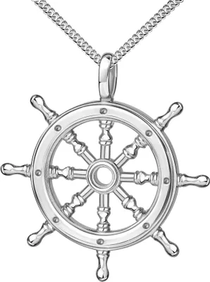 Produktbild von Silber Steuerrad-Anhänger Maritim 925 Silber Schiffsruder für Damen und Herren mit Kette