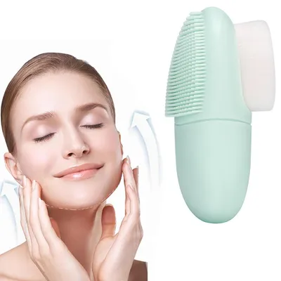 Produktbild von Silikon-Gesichtsbürste - Gesichtsreinigungsbürste - Gesichtspeeling - Gesichtsmassage - Gesichtspflege - Porenreinigung - Tiefenreinigung - Grün