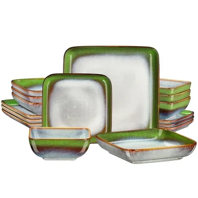 Imagen del producto de Juego de vajilla, material cerámico, diseño elegante, variedad de colores, 16 piezas