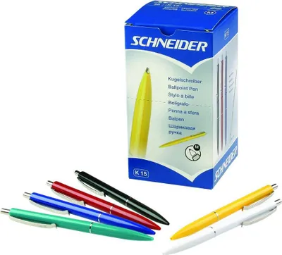 Zdjęcie produktu dla Schneider Schreibgeräte K 15, Spinacz, Przyciskany długopis, Możliwość ponownego napełnienia, Niebieski, Średni