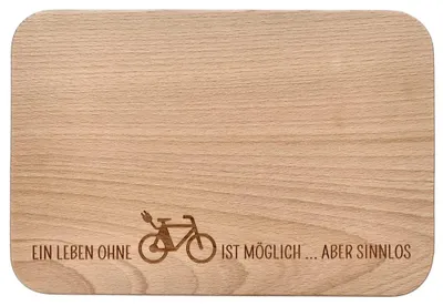 Productafbeelding van Ontbijtbord van hout met gravure voor fietsers