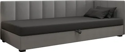 Produktbild von AURA SOFA Boxspringbett ADEL PLUS 90x195 Komplett-Set mit Bonell Matratze, Polsterbett mit Bettkästen - Dunkelgrau/Grau, SAWANA 05/21