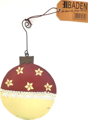 Produktbild von BADEN Christbaumkugel 2D Baumschmuck aus Metall mit Häkelborte