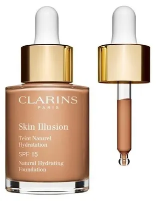 Zdjęcie produktu dla Clarins Skin Illusion, Buteleczka z kroplomierzem, Płynny, Uniwersalne, Nawilżający, Wygładzający, Zmiękczający, Odcień light skin, Beżowy