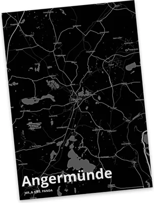 Produktbild von Mr. & Mrs. Panda Postkarte Angermünde - Geschenk, Fotokarte, Stadt, Dorf Karte Landkarte Map Stadtplan, Ansichtskarte, Postkarten, Ansichtskarten, bildkarte