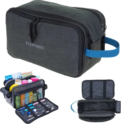 Produktbild von Kulturbeutel Kulturtasche gross viele Fächer Kosmetiktasche gross Reise Sauna Sport Freizeit Tasche Elephant Travel Washbag XL 13028 Anthrazit Oliv