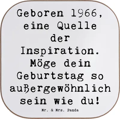 Produktbild von Mr. & Mrs. Panda Untersetzer für Gläser Spruch 1966 Geburtstag - Weiß - Geschenk, einzigartig, Tischuntersetzer, Alter, Coaster, Glückwunsch, Geburtsjahr, Tischschoner