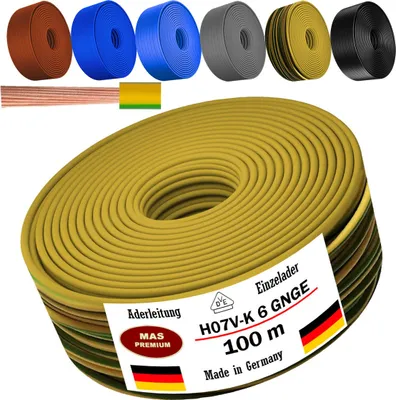 Produktbild von 100m Aderleitung H07 V-K GNGE 1x6 mm² Grüngelb Einzelader flexibel