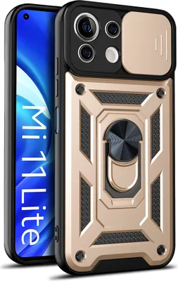 Produktbild von Xiaomi Mi 11 Lite Hülle mit 360° Drehbarer Magnetische Ring Ständer Halter Dia Kameraschutz TPU Bumper Silikon Schutzhülle für Xiaomi Mi 11 Lite 5G Gold