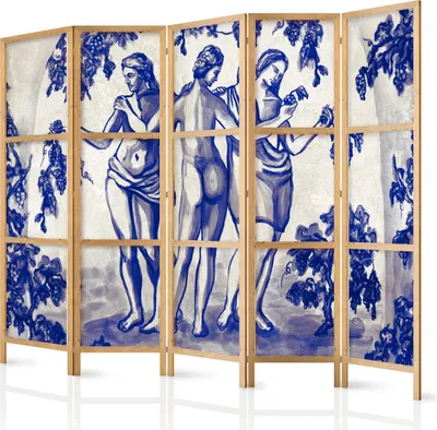 Obrázek produktu pro Japonský paraván Lidé 225x172 cm 5dílný šedý