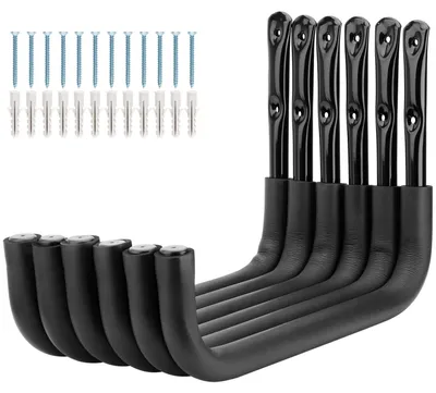 Productafbeelding van Garagehaken, haken voor kajaks, 6 stuks. Universele bevestigingshaken voor tuingereedschap, ladders, kano's, surfplanken, tuinslangen, inklapstoelen, fietsen, snowboards (26,5 cm x 38,5 cm).