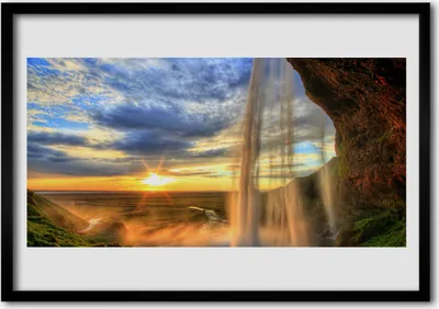 Produktbild von Bild 100x70 MDF-Rahmen Wandkunst Wasserfall Landschaft Wasser